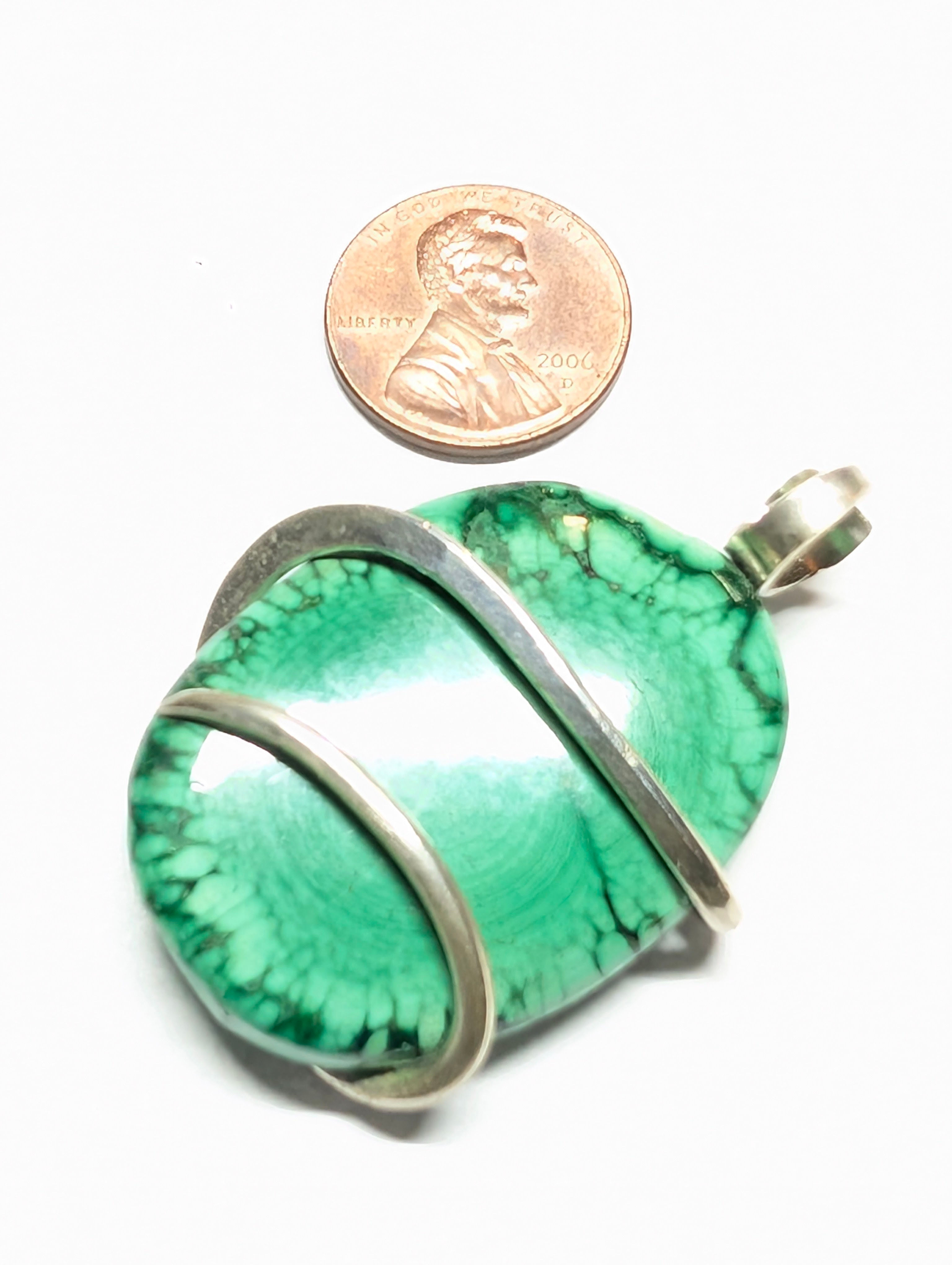 Malachite Pendant in Sterling Silver – Cold-Forged Gemstone of Transformation