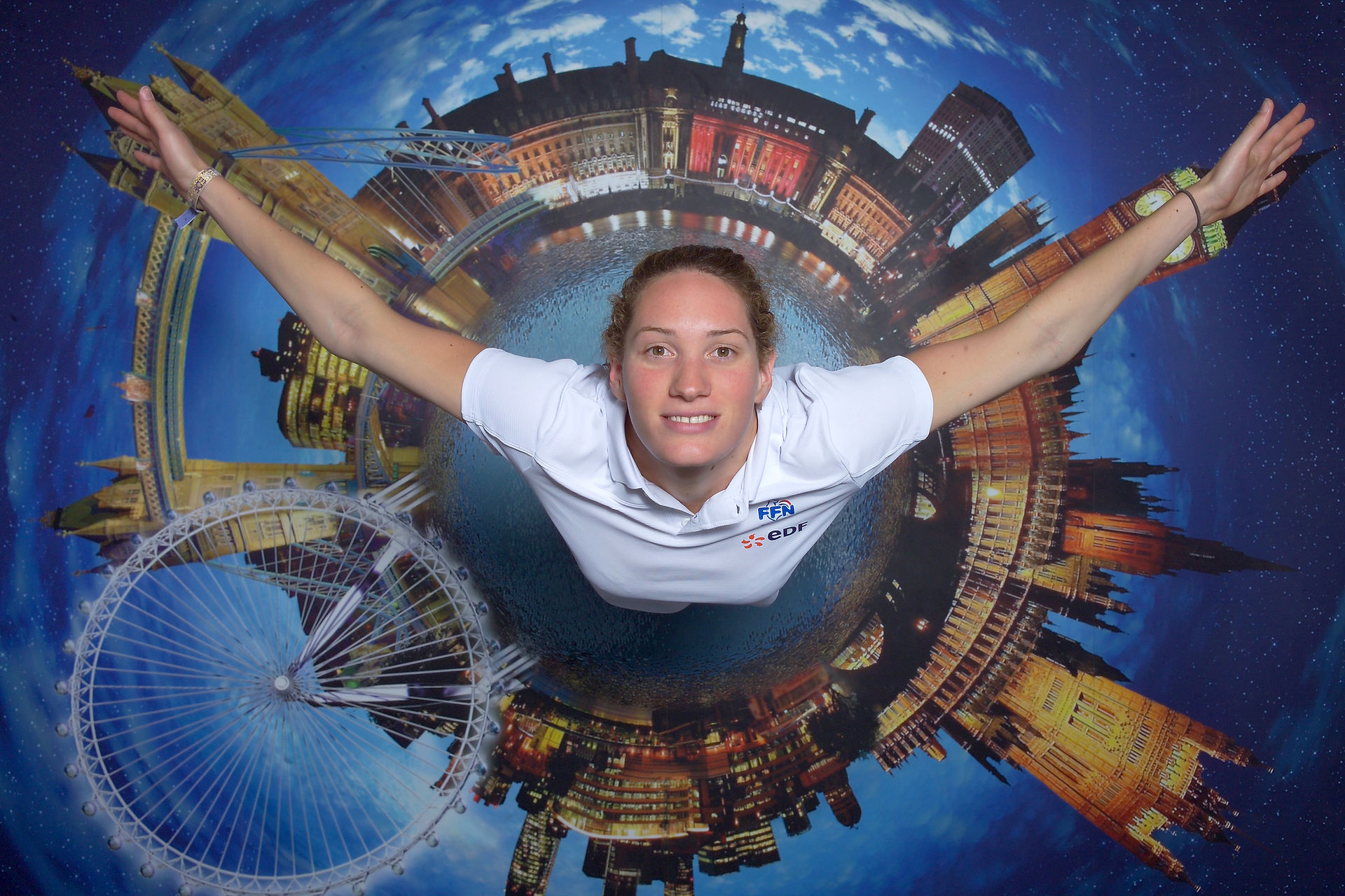studio photo de l'Œil du Plafond pour les jeux olympiques de londres portrait de camille muffat