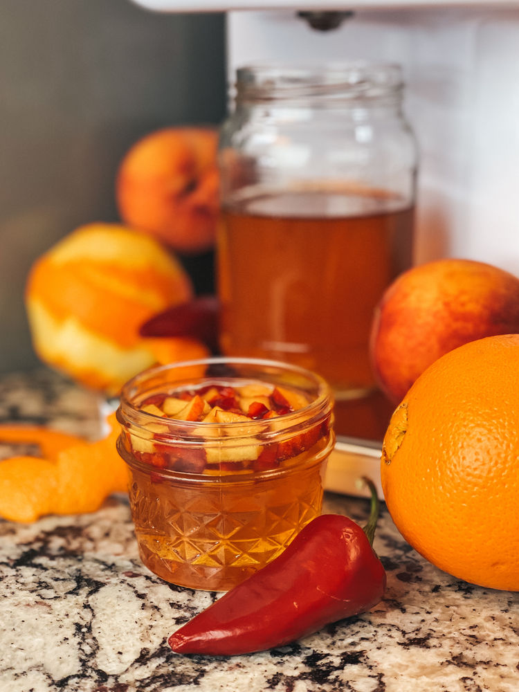 hot pepper peach infused honey