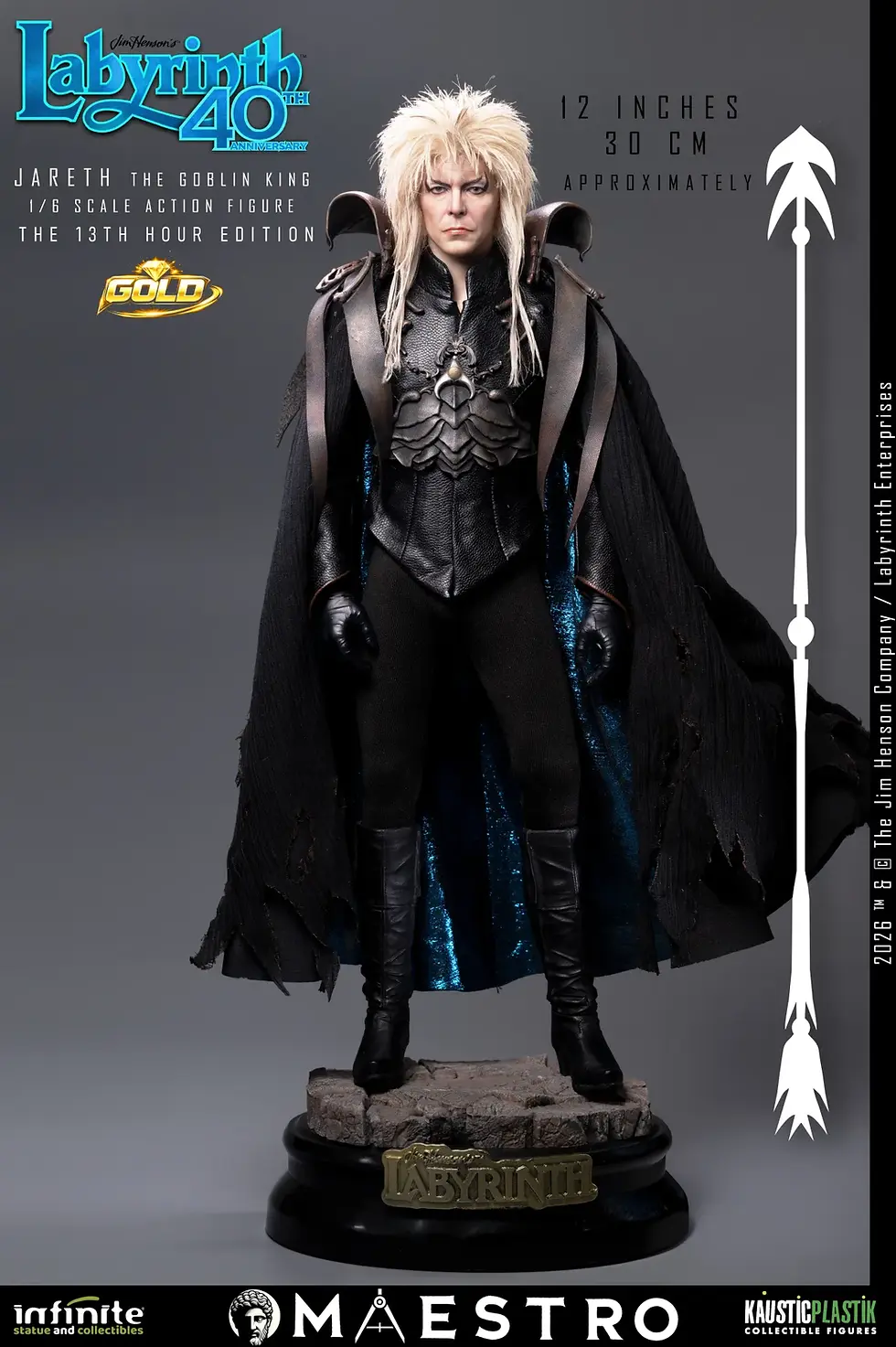 Thumbnail: Infinite Statue Labyrinth Jareth The Goblin King 1/6 The 13th Hour Edition Gold