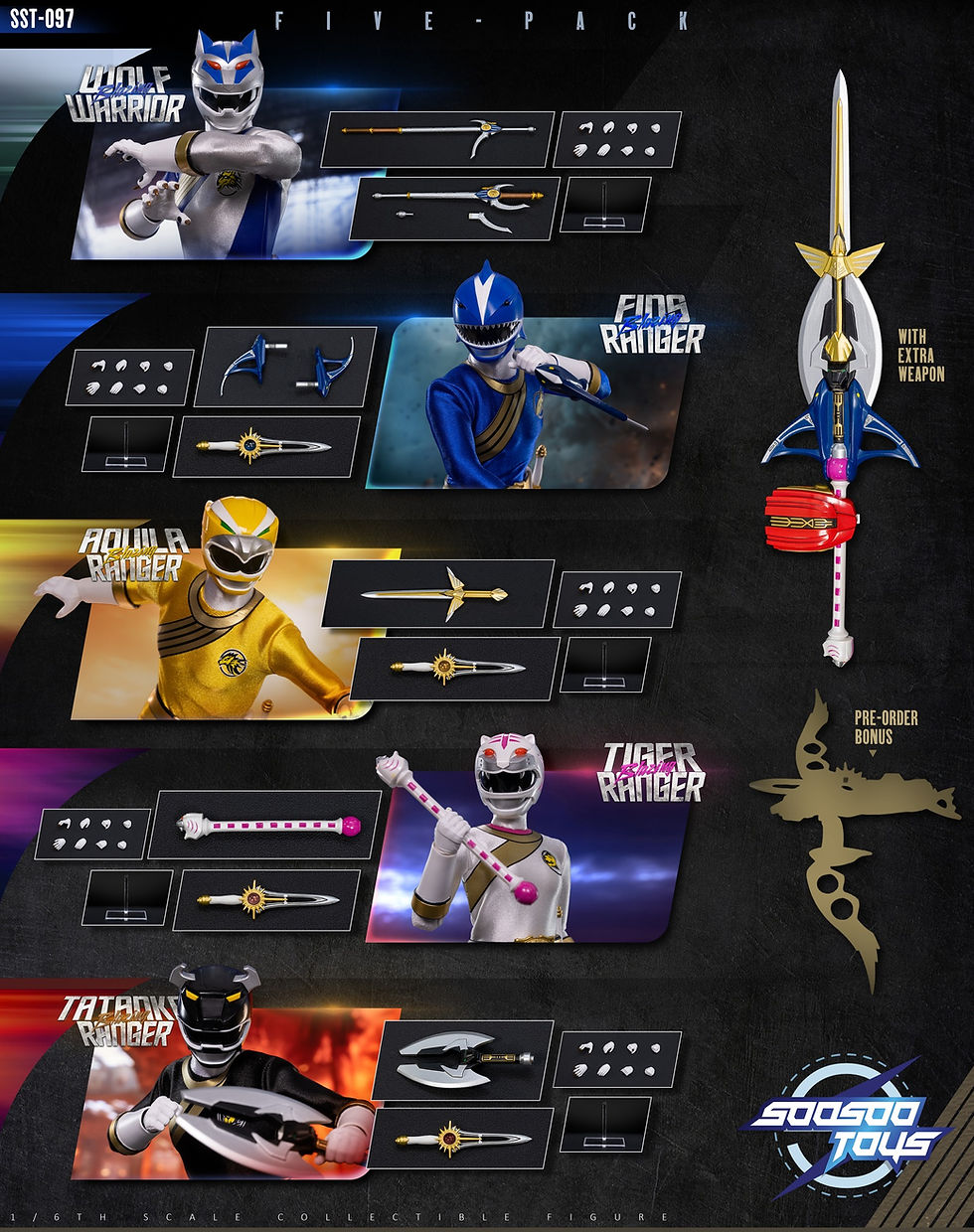Thumbnail: SooSooToys Blazing Ranger Pack set of 5 (Action Figures)