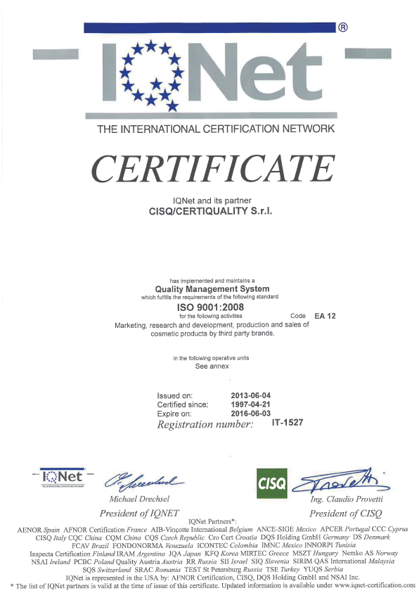 IQNET CERTIFICATE