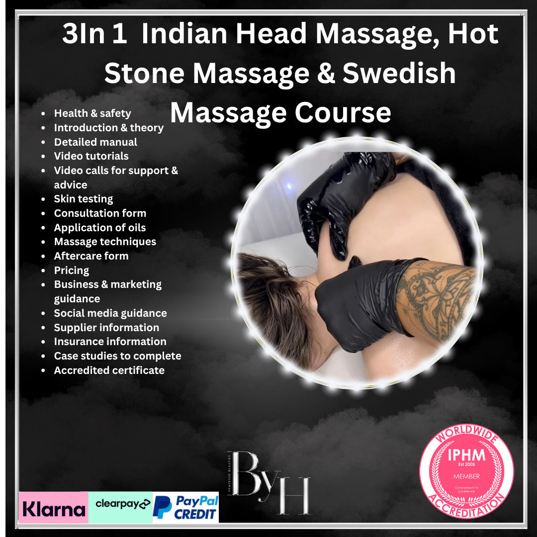 Online 3In 1  Indian Head Massage, Hot Stone Massage & Swedish Massage Course