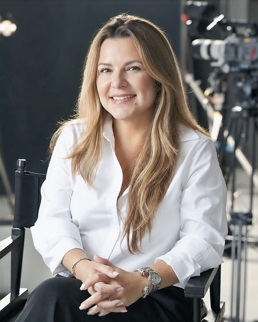 Claudia García, executive producer, on set