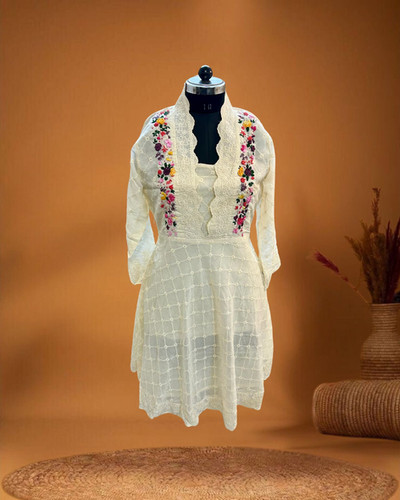 green emerald velvet dress White Swirl Embroidered Tie Back Skater Dress