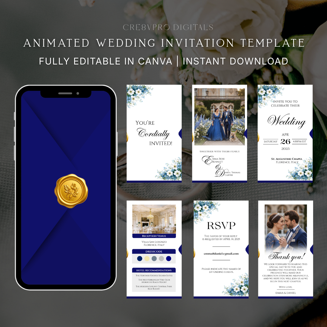 Royal Blue | Animated Wedding Invitations