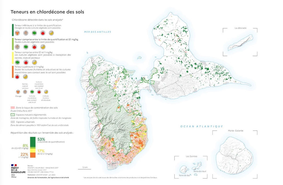Cartographie CLD des sols guadeloupéens ©DAAF Guadeloupe ( 2023)