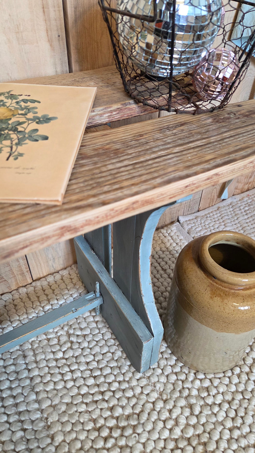 Miniature : Banc atypique bois patiné