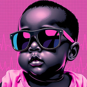 Generate image of black baby wearing sun
