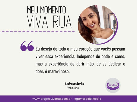 Depoimento da voluntária Andresa 💜