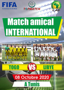 Match Togo vs Lybie le 8 octobre 2020 à Tunis