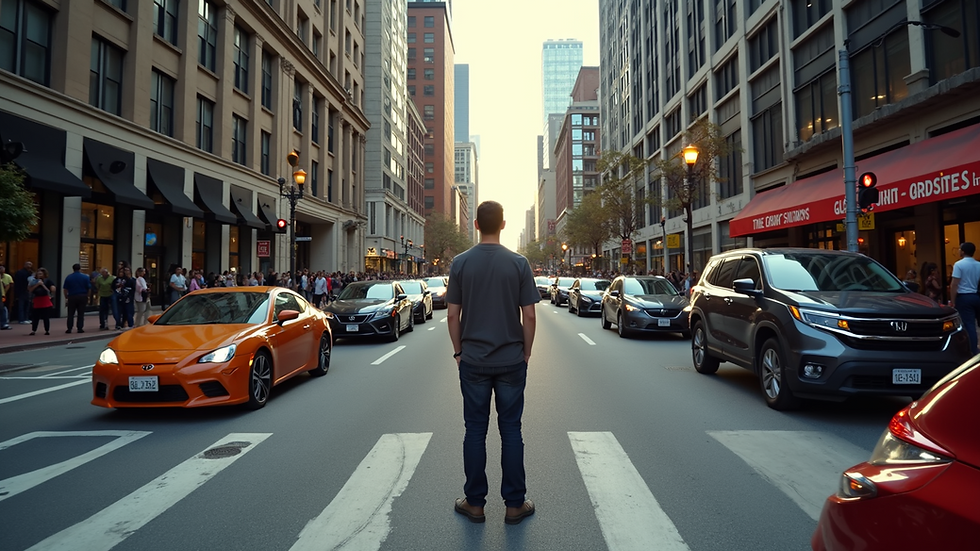 High angle view of a busy Atlanta street with volunteers promoting local events