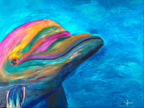This vibrant artwork presents a dolphin, its form adorned with a spectrum of colors that evoke the beauty of marine life. The abstract representation captures the essence of the ocean, with swirling blues and dynamic hues that breathe life into the canvas. The dolphin's expressive features invite contemplation, revealing a playful spirit amidst the depths.

Perfect for adding a splash of color and energy to any space, this piece serves as a striking focal point that resonates with the wonders of the underwater world.


Title: "Phoenix Of The Deep" by Antigoni Pagona

Year created: 2018

Medium: Acrylic on canvas

Painting Size: H 60 x W 80 cm. Depth 2 cm. 