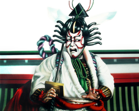 歌舞伎役者が放つ見得のエネルギーを描いたリアルイラスト