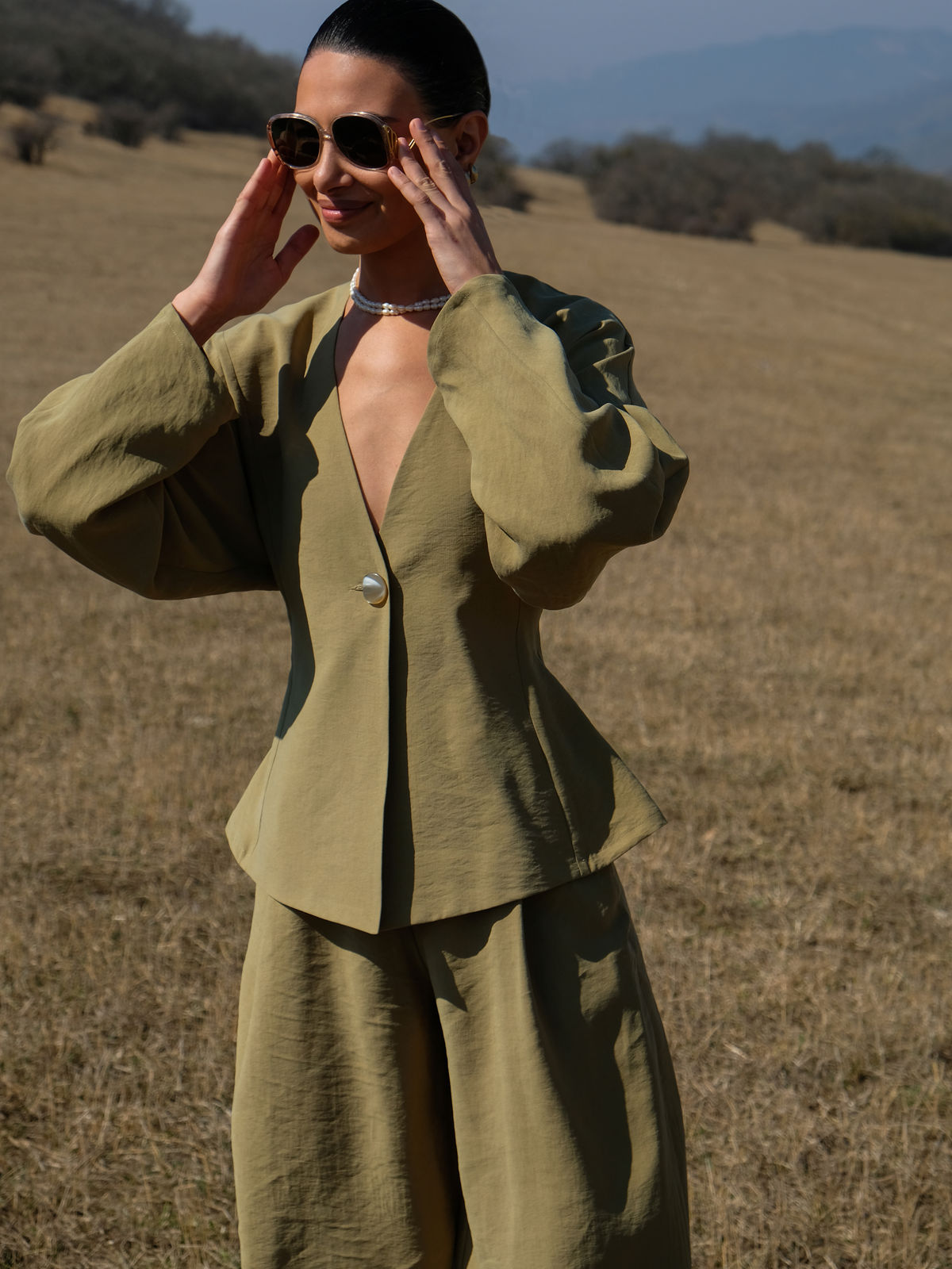 Two-piece with lace-up ties at the back