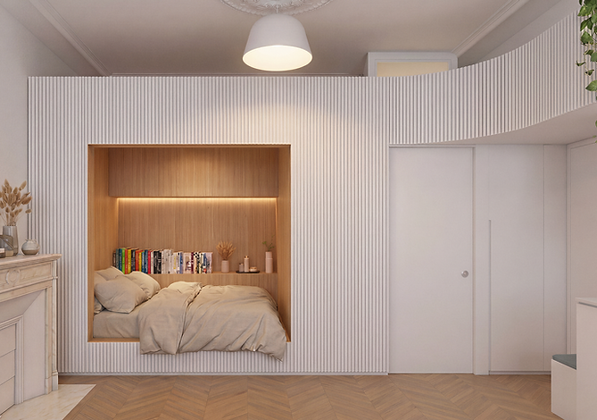 Perspective du studio de 23 m² aménagé à Lérouville