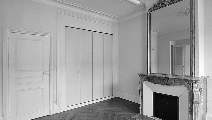 Cheminée et décors anciens de l’Appartement Wu à Nancy avant travaux