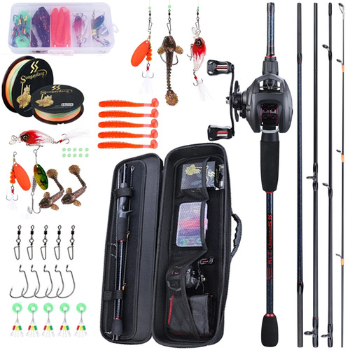 Fishing Casting Fishing Rod and Reel Combo Fishing Line Lures Bag