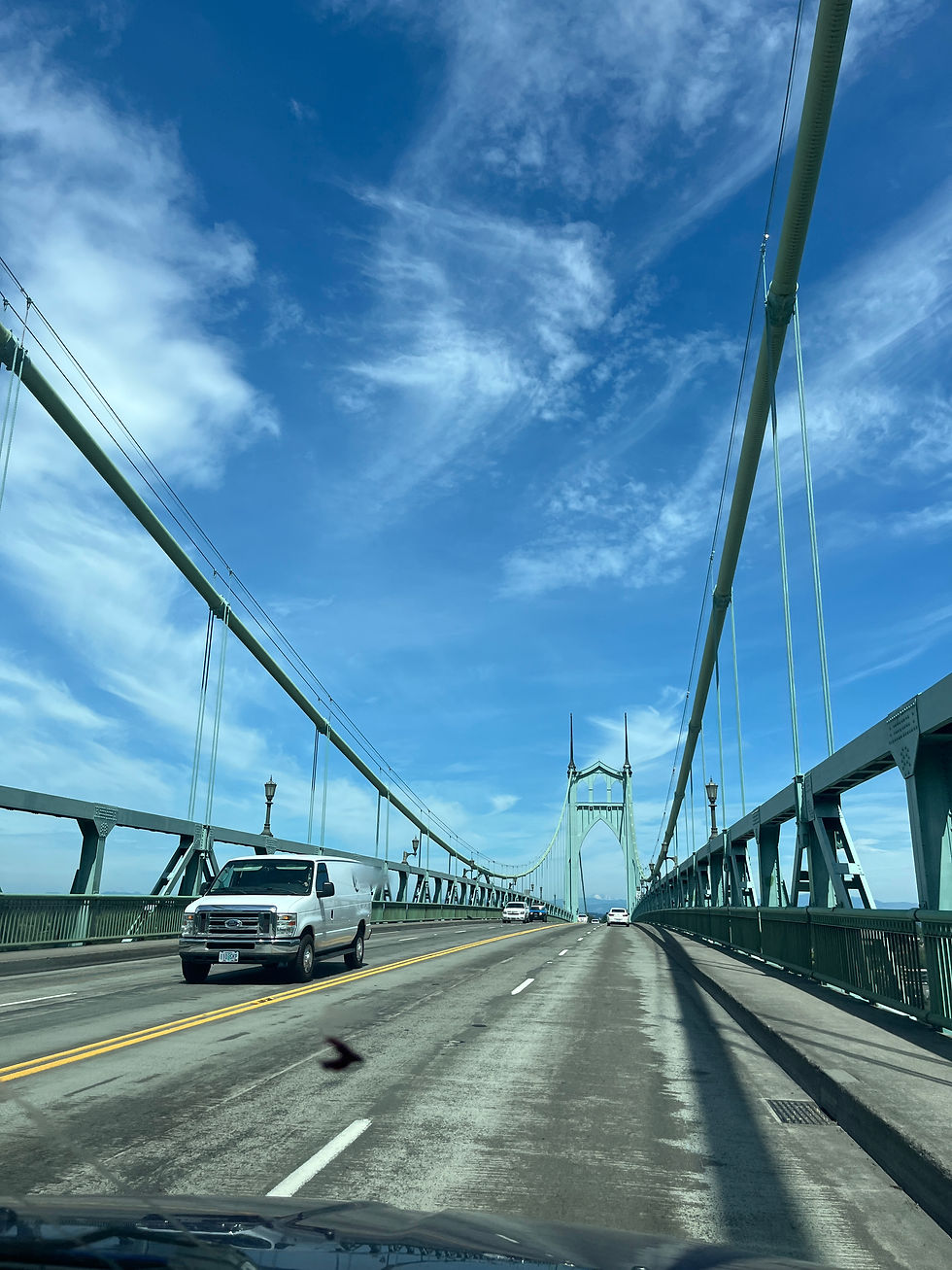 St Johns Bridge with Mt Rainier in the distance