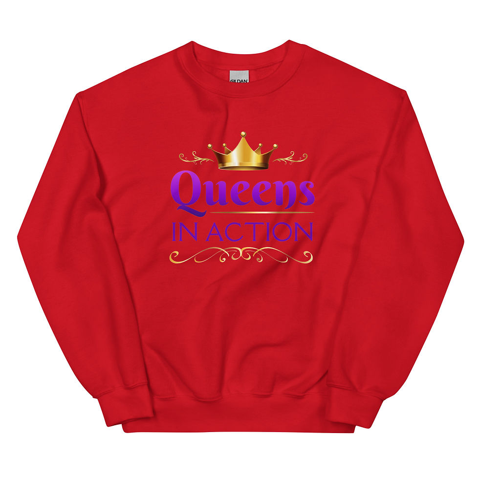 Thumbnail: Queens in Action Gold and PurpleUnisex Sweatshirt