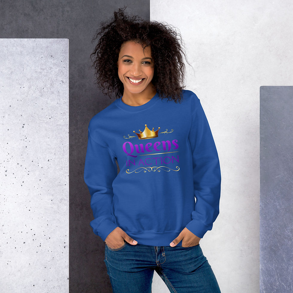 Thumbnail: Queens in Action Gold and PurpleUnisex Sweatshirt