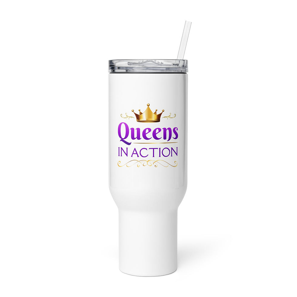 Thumbnail: Gold and Purple Travel Mug with Handle