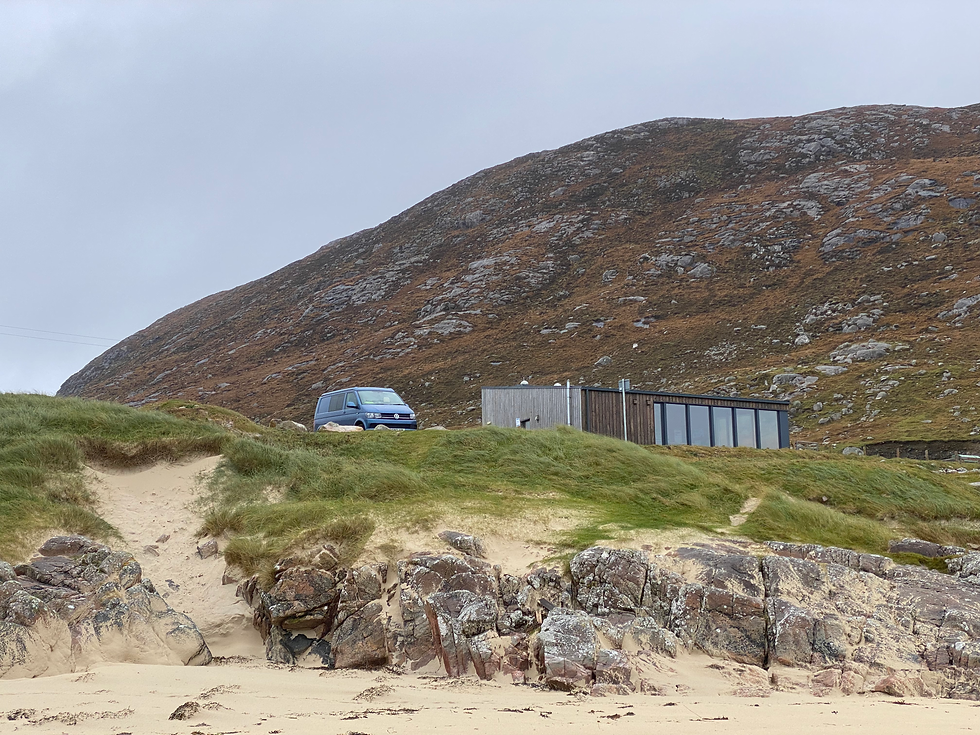 VW campervan on cliff top