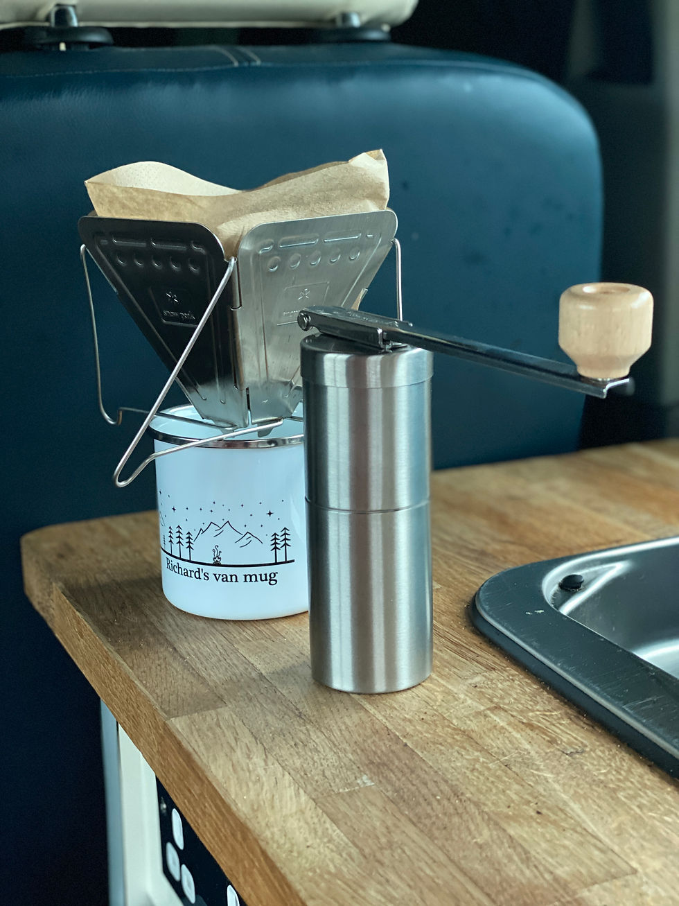 Snow peak coffee grinder and coffee filter cone