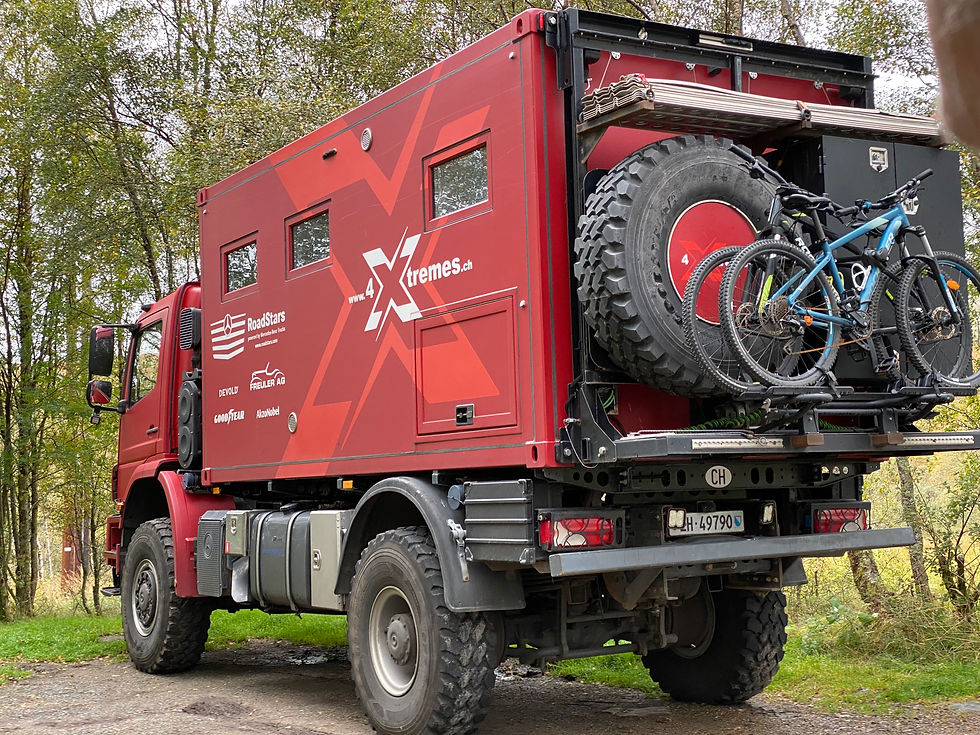 Red overlander camper