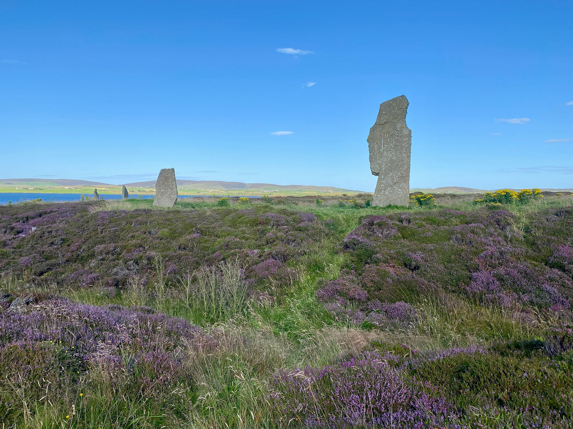 Stenness standing stones and stone circle 