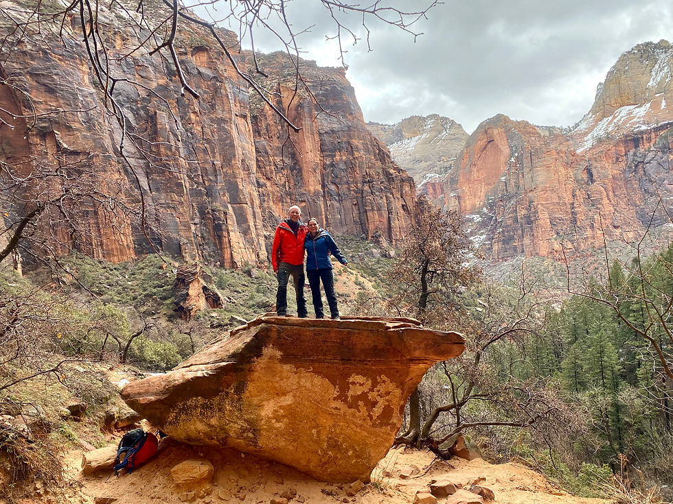 couple hiking in Zion national park