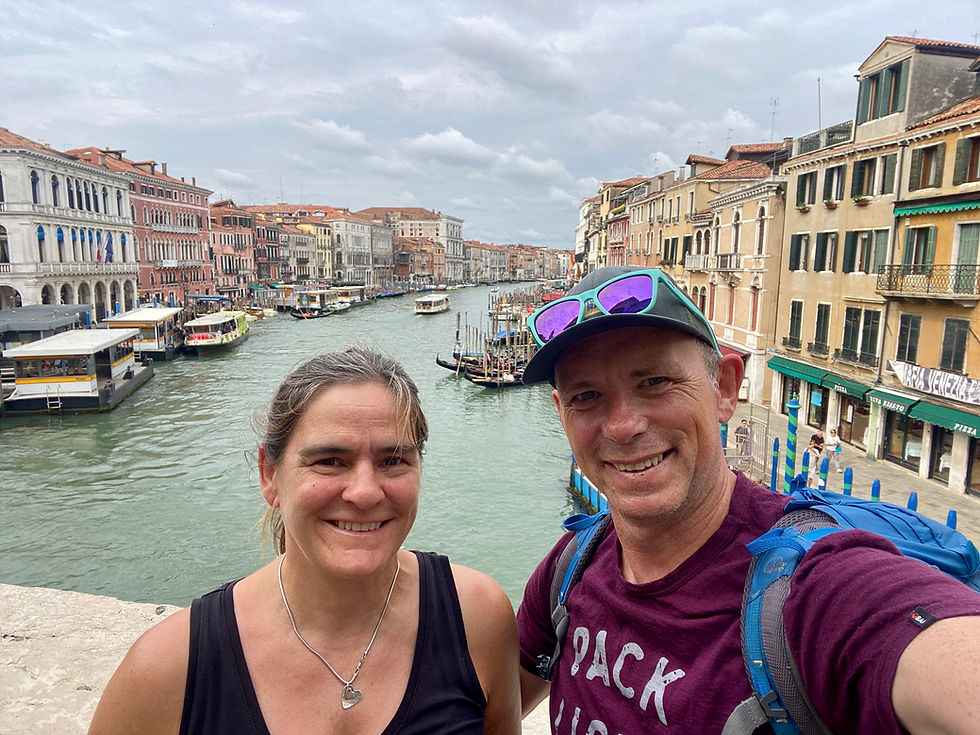 couple selfie with Venice in the background