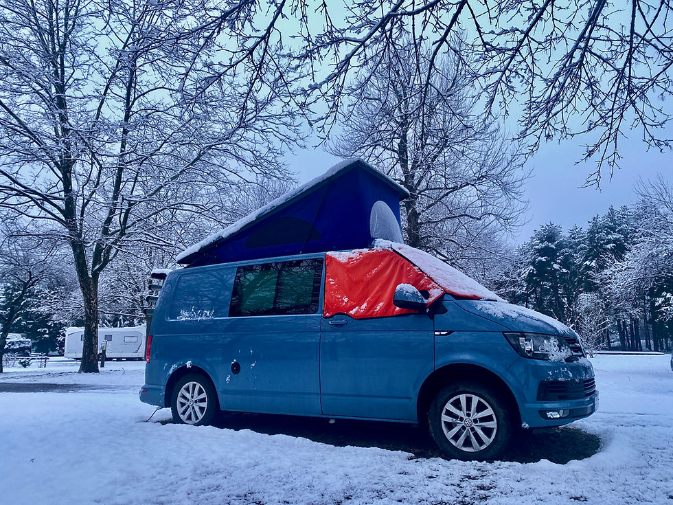 VW campervan in the snow