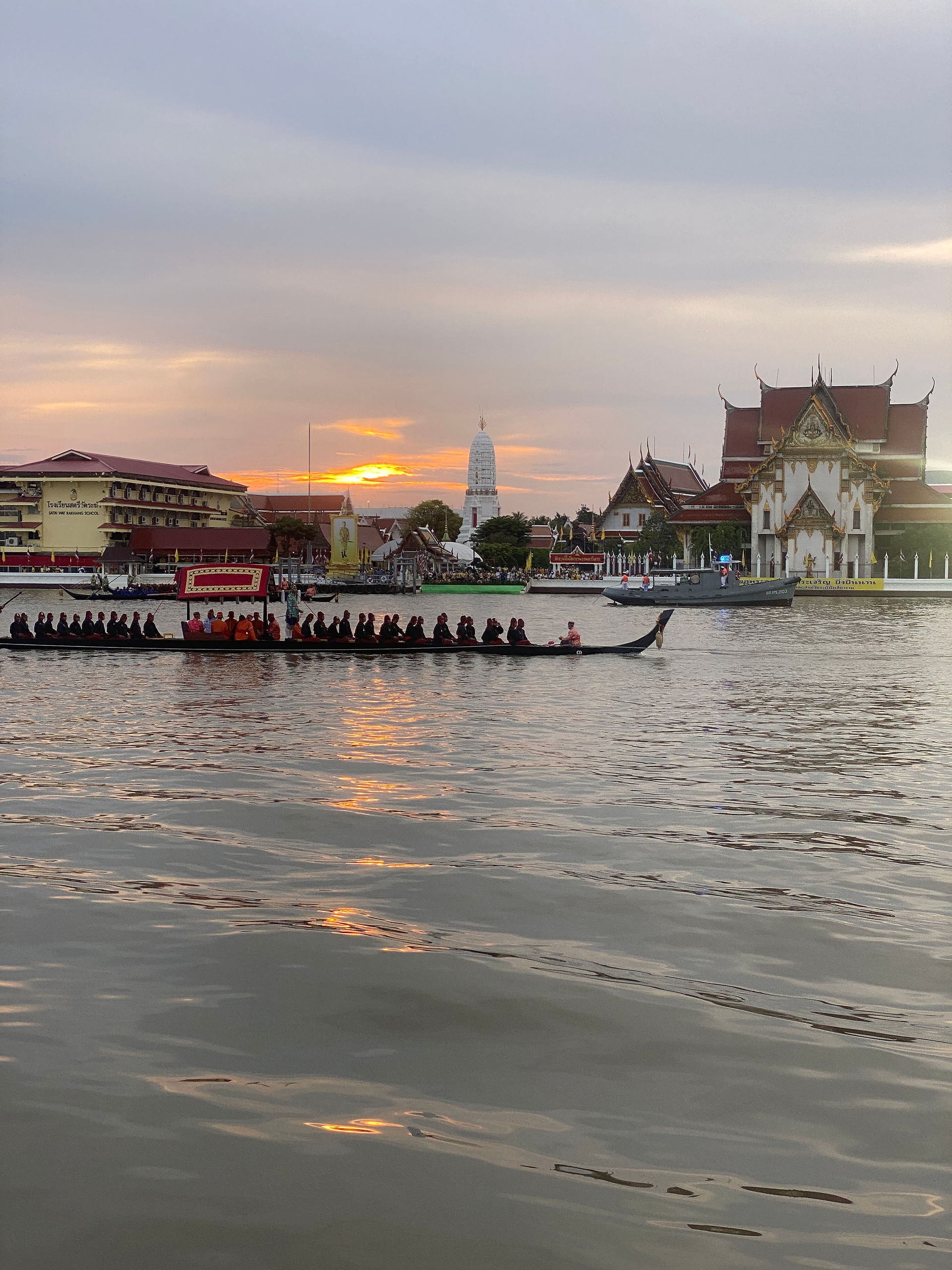 flotilla of boats for kings procession in Bangkok 