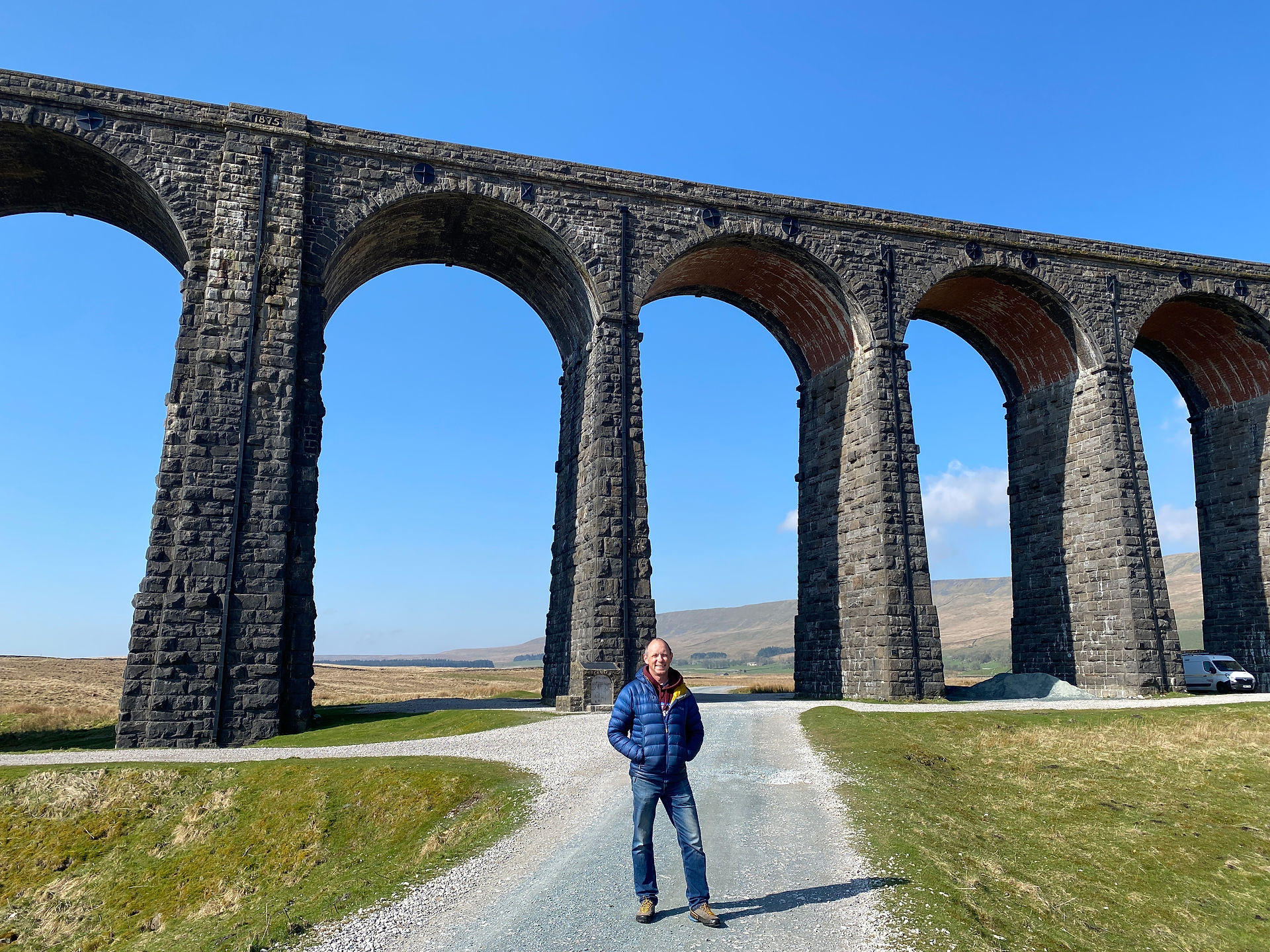 man in front of the ribblehead viaduct
