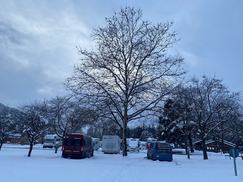 campervans in snow