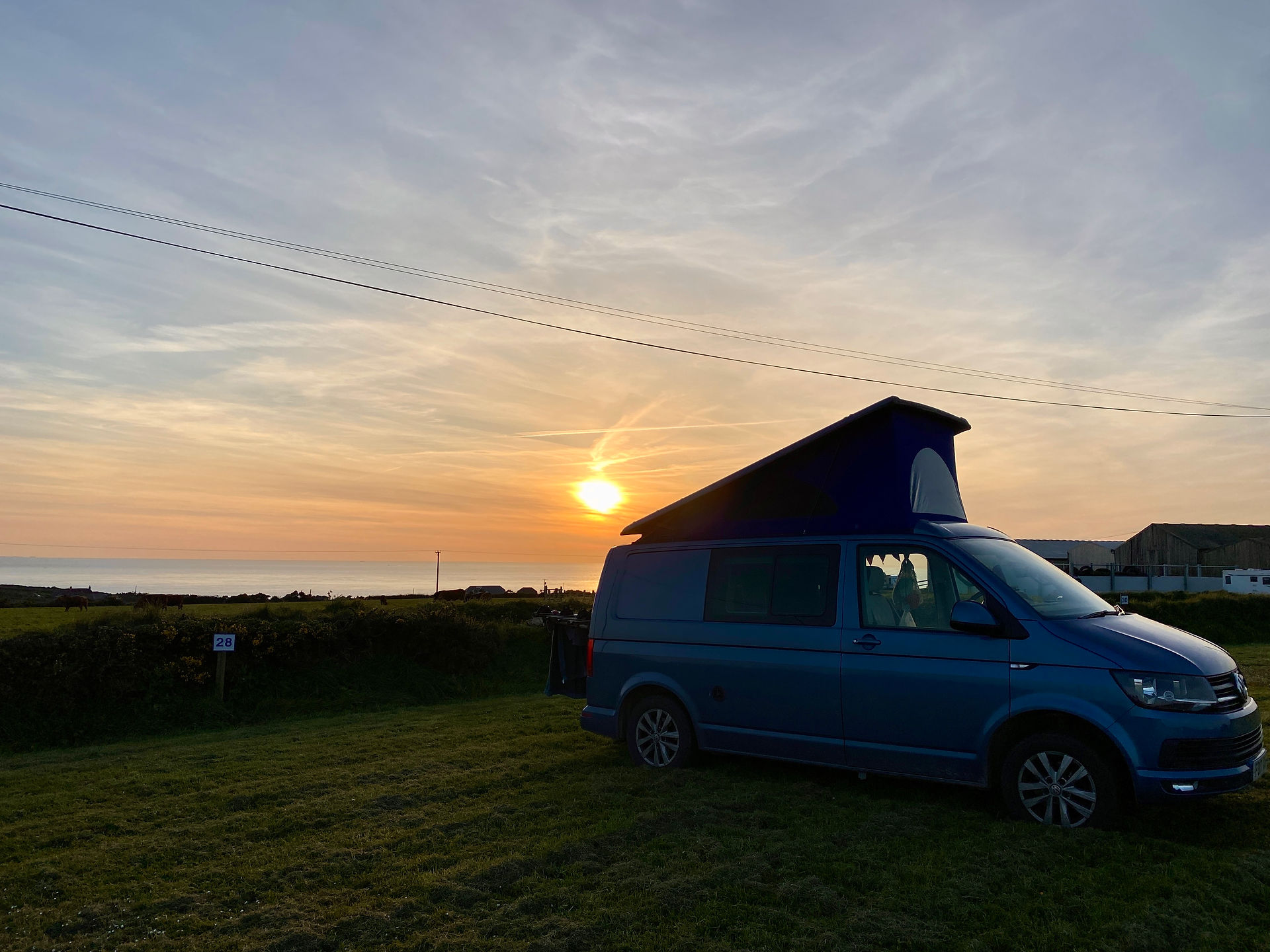 Vw camper and sunset