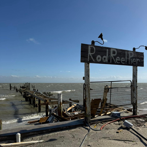 Rod and reel pier Anna Maria Island after hurricane Milton