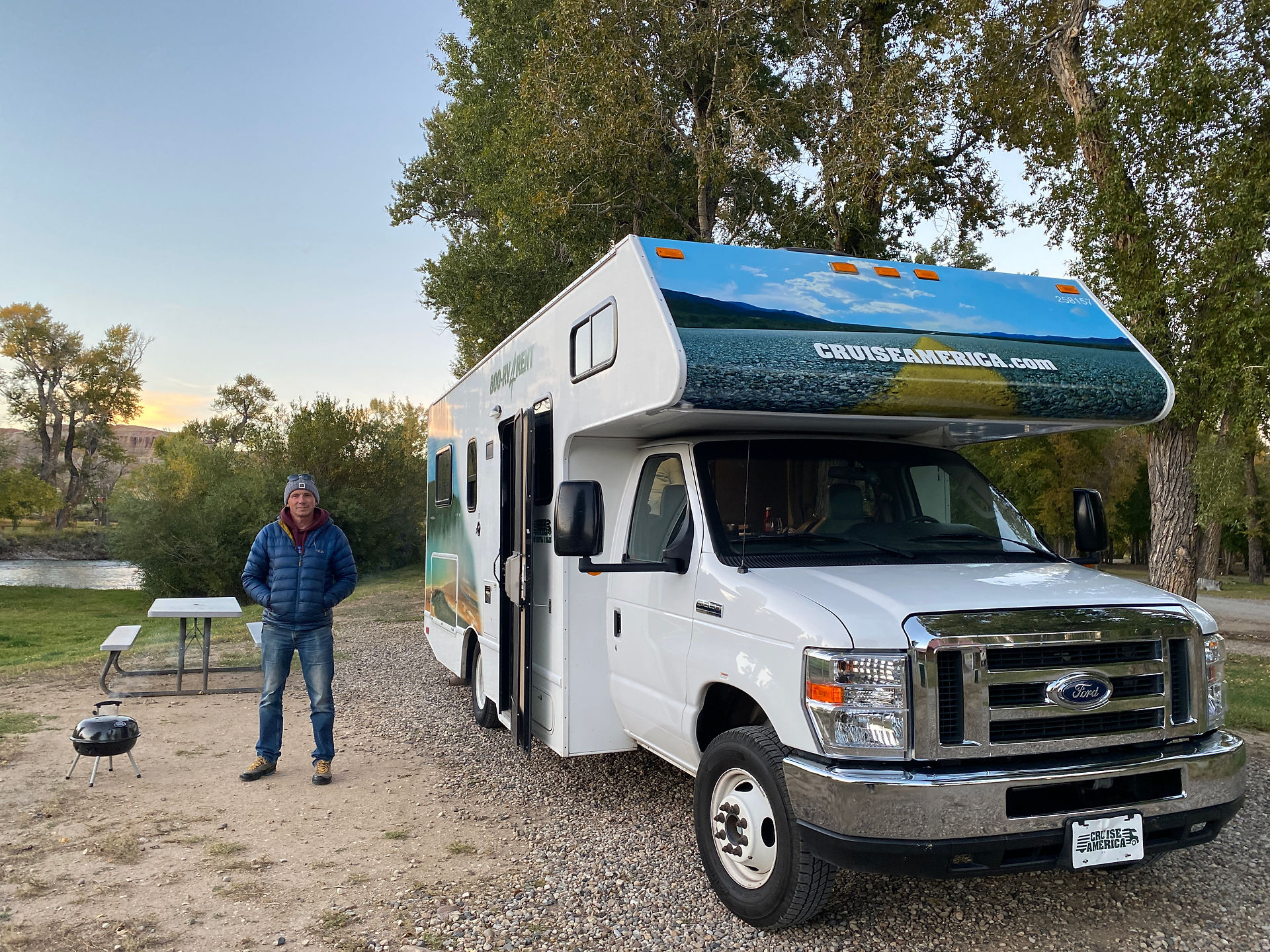 man next to RV