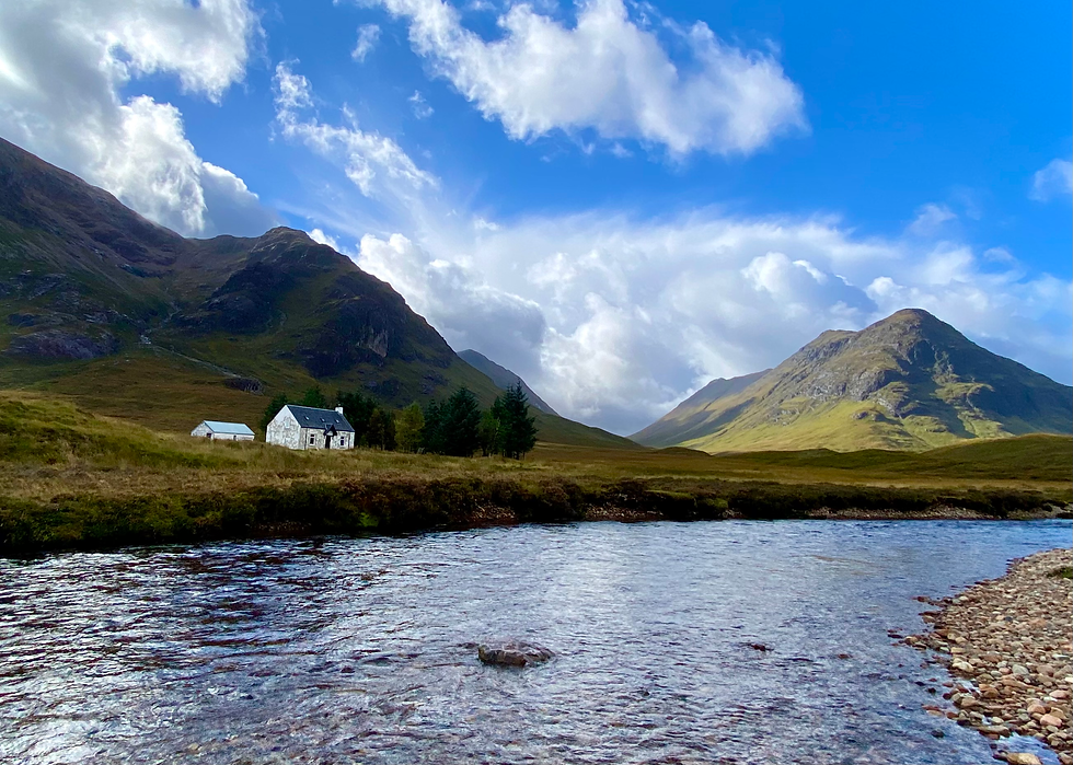 Glen Coe Cottage and mountain backdrop