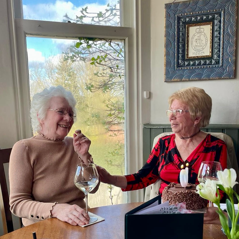 2 sisters enjoying a glass of wine 