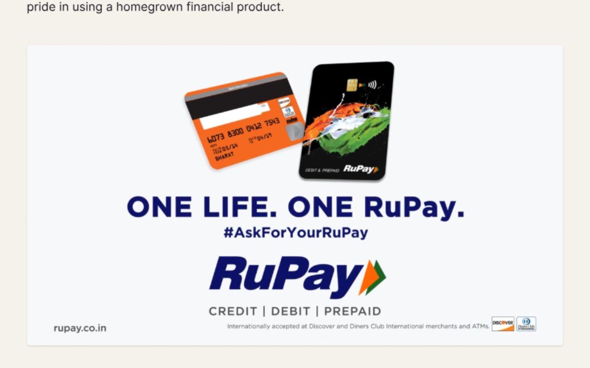 RuPay 'One life. One RuPay.' end card