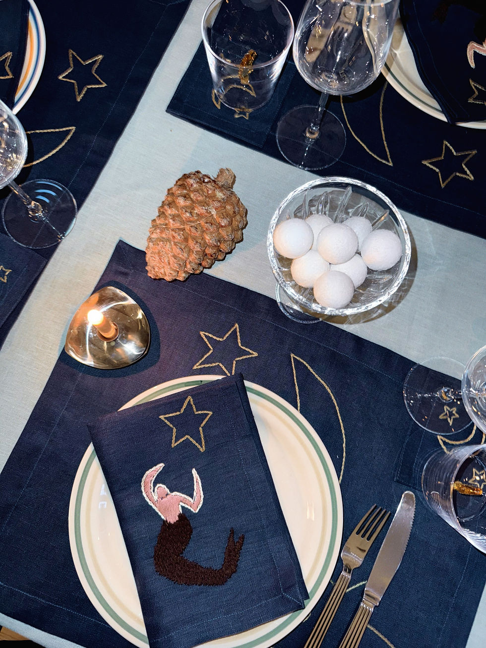 ภาพขนาดย่อ: Blue Nocturne Embroidery Placemat