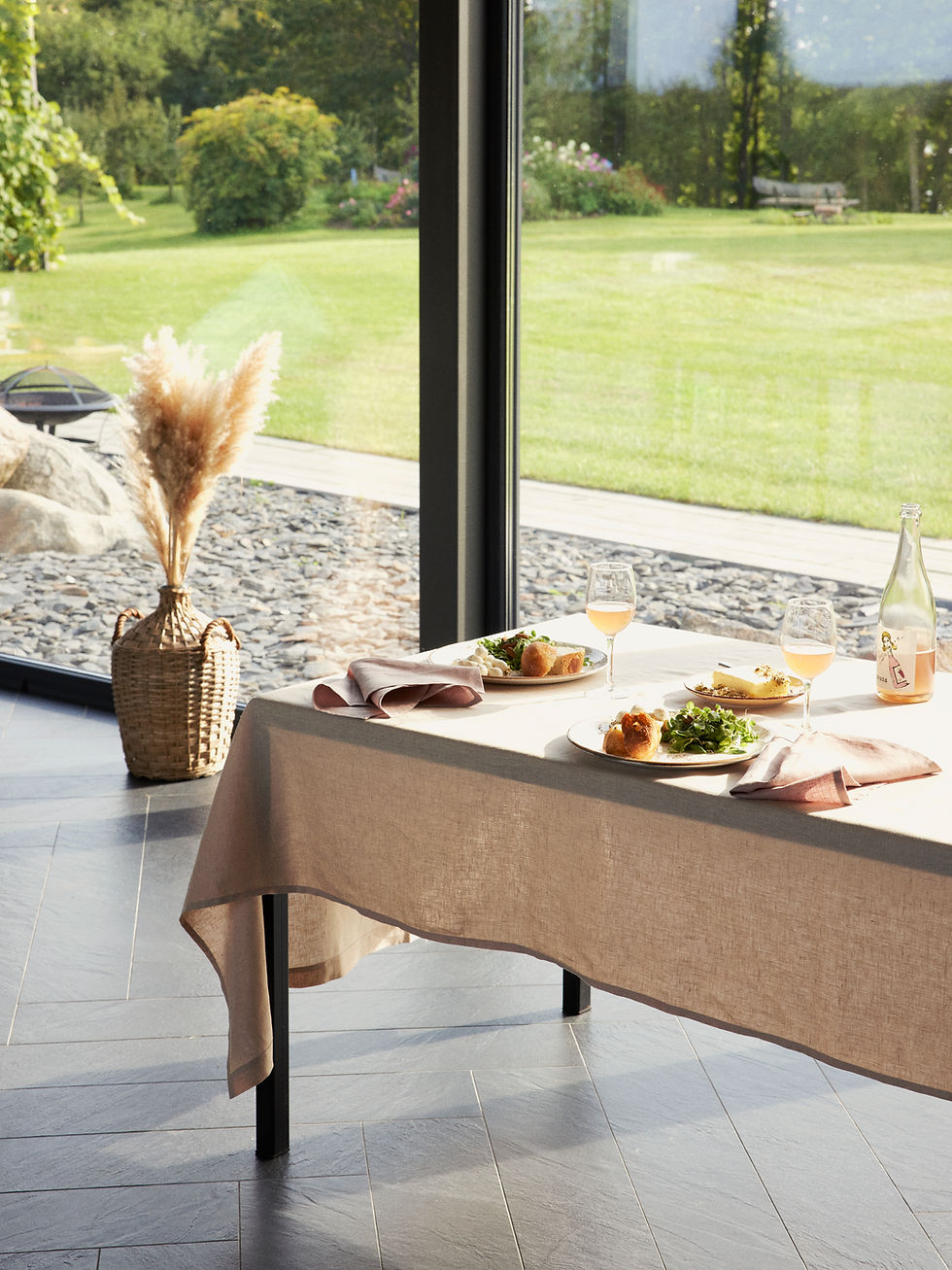 Thumbnail: CLASSIC LINEN TABLECLOTH - LIGHT BEIGE