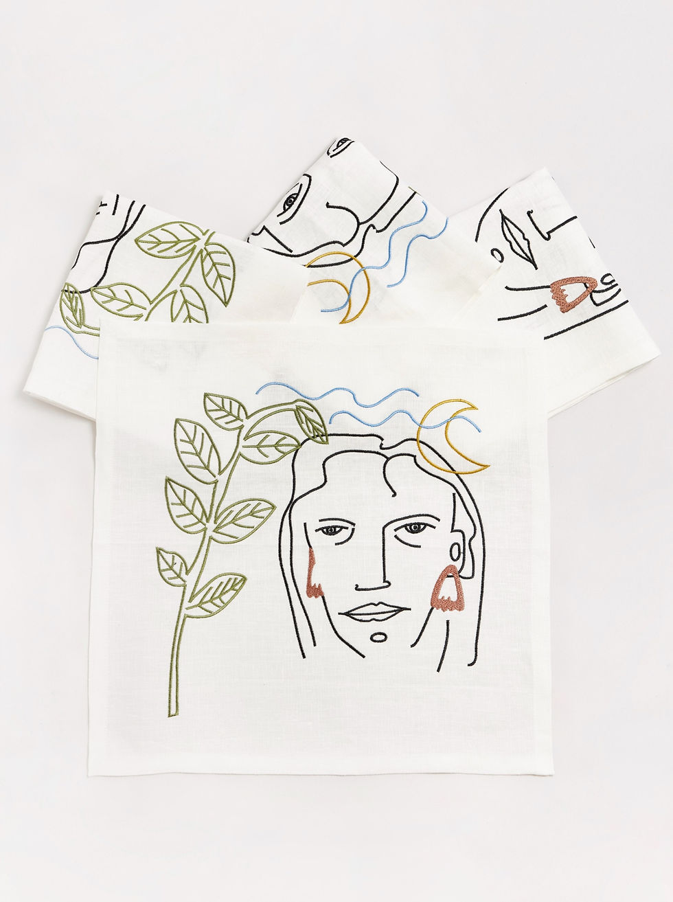 Thumbnail: FACE EMBROIDERY NAPKIN - OFF WHITE