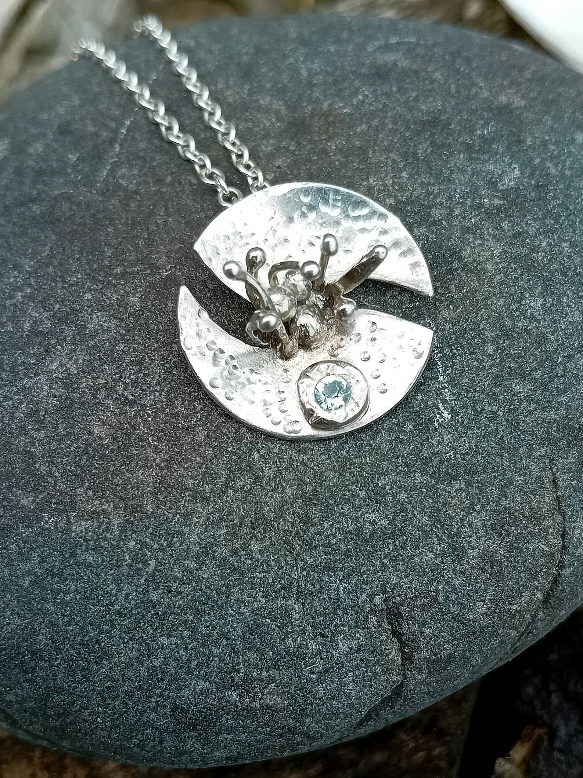 Silver sea anemone pendant