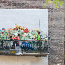 bottega veneta new bag mural hand painted advertisement street art walldog ad wall painter soho new york city