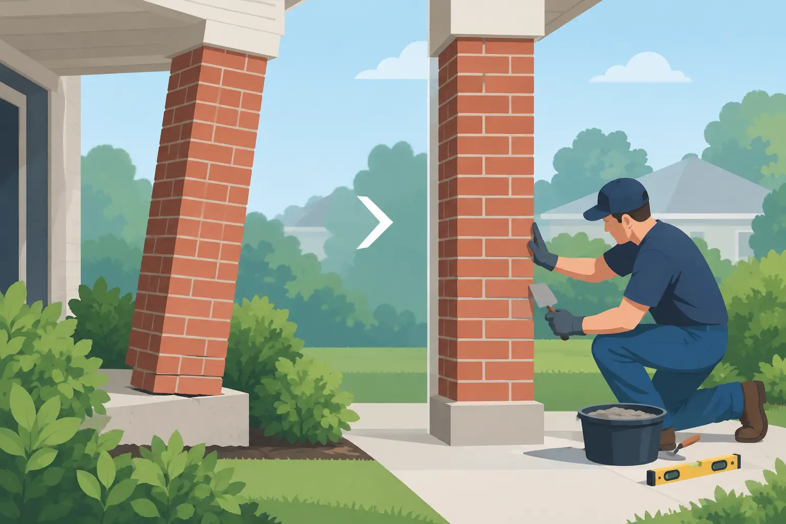 Repair a Leaning Brick Column the Right Way