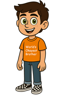 Big J — a confident boy with short brown hair, brown skin, and an orange t-shirt. He’s Little T’s big brother and always has her back.
