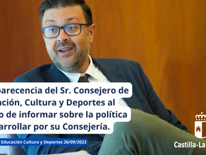 Comparecencia del Consejero de Educación, Cultura y Deportes exponiendo los ejes de trabajo